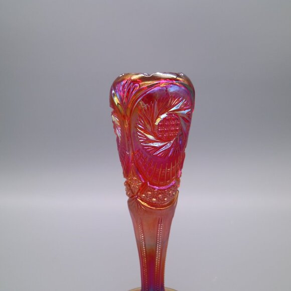 Vintage Fenton Ruby Red Amberina Carnival Glass Vase 8654 Pattern | Cadmium Glow - Picture 7 of 9
